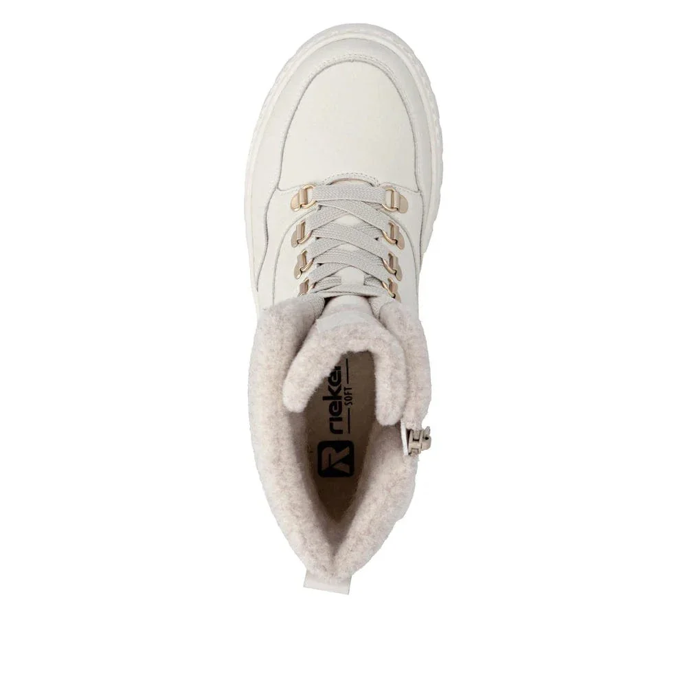 Rieker Women's W2171-81 Lace & Zip Mid Winter Boots- White - Image 6