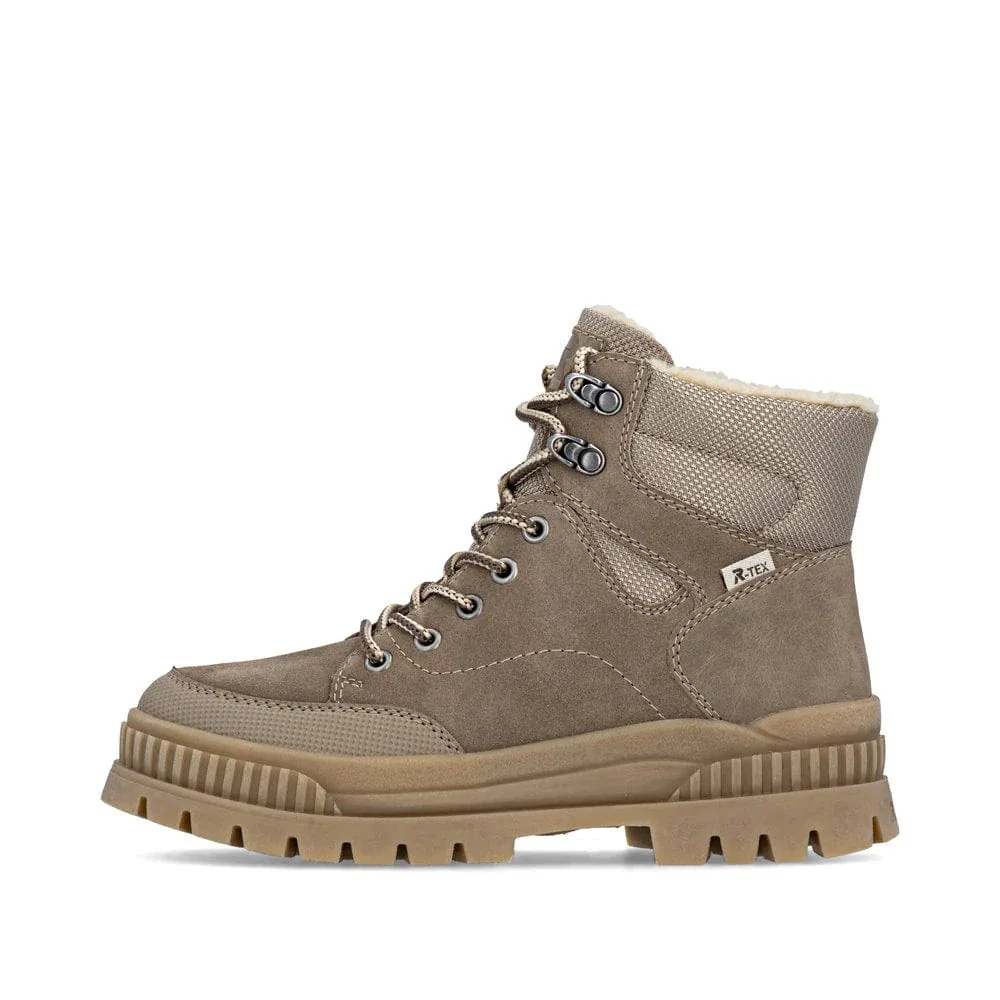 Rieker Women's W2176-64 Lace & Zip Winter Boots- Beige - Image 2