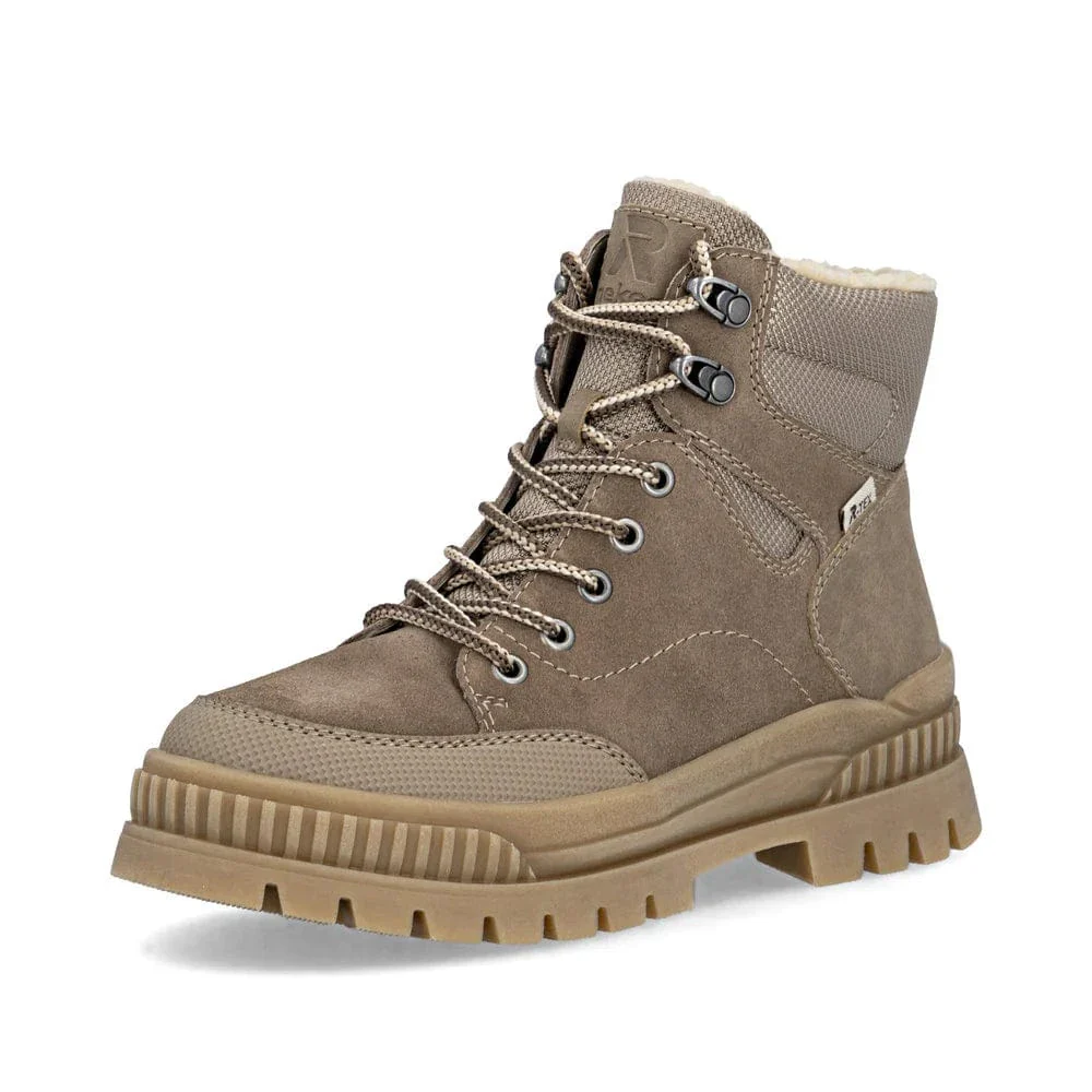 Rieker Women's W2176-64 Lace & Zip Winter Boots- Beige - Image 3
