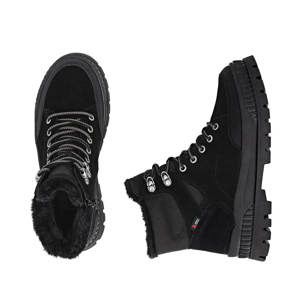 Rieker Women's W2176-00 Lace & Zip Winter Boots- Black - Image 11
