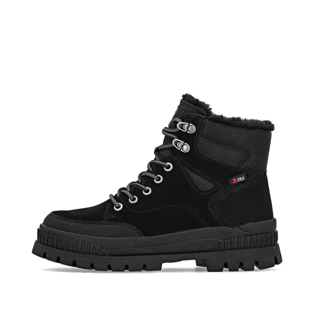 Rieker Women's W2176-00 Lace & Zip Winter Boots- Black - Image 2