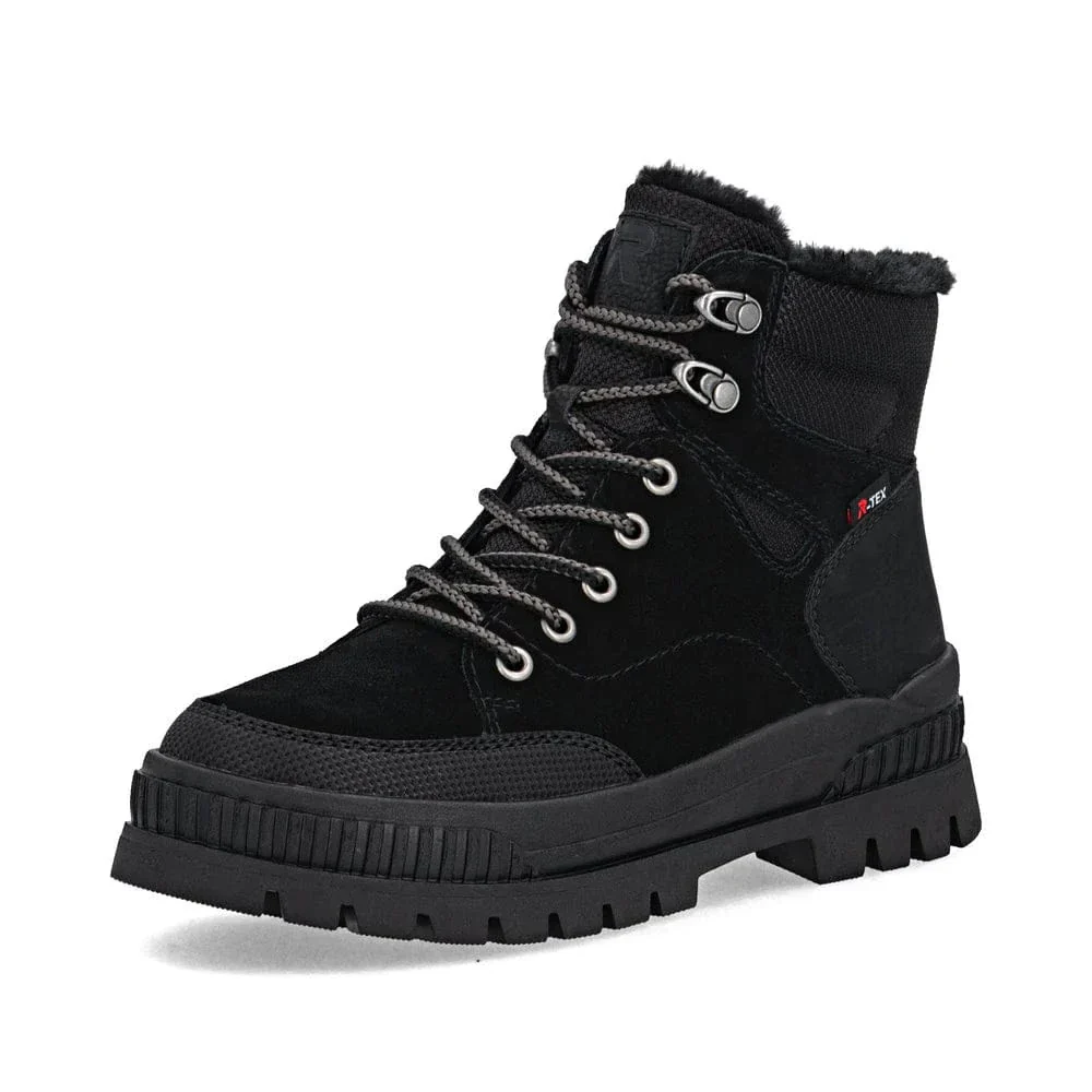 Rieker Women's W2176-00 Lace & Zip Winter Boots- Black - Image 3