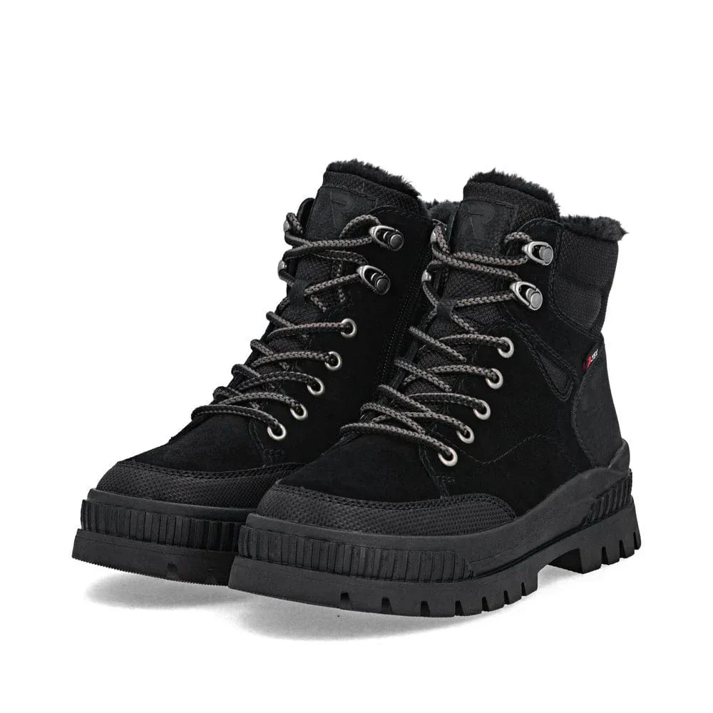 Rieker Women's W2176-00 Lace & Zip Winter Boots- Black - Image 4