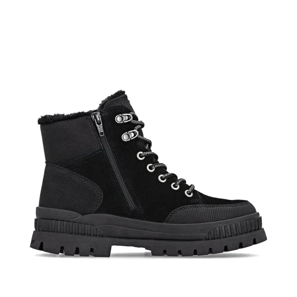 Rieker Women's W2176-00 Lace & Zip Winter Boots- Black - Image 5