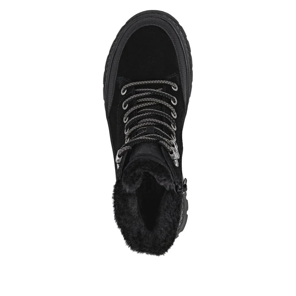 Rieker Women's W2176-00 Lace & Zip Winter Boots- Black - Image 7
