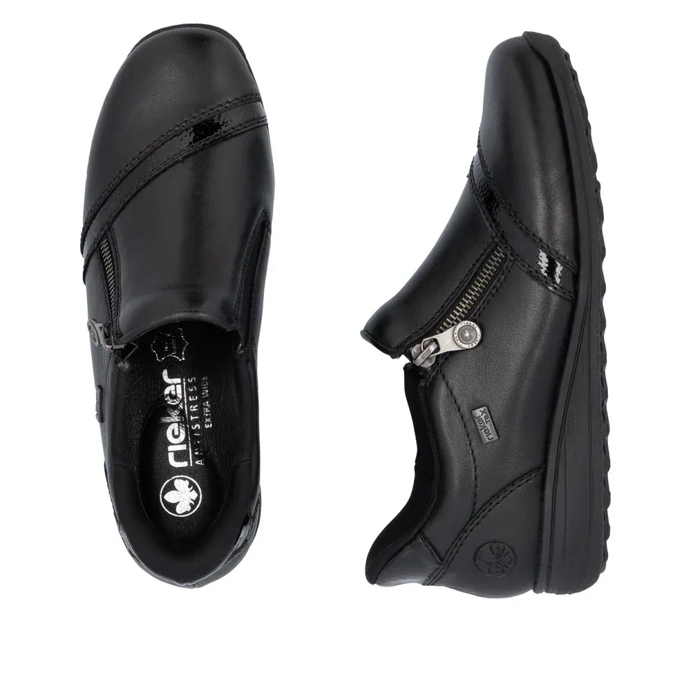 Rieker Women's 47264-00 Zip Loafer Booties- Black - Image 10