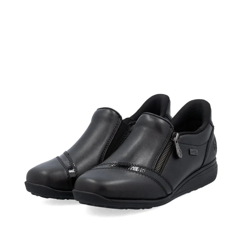 Rieker Women's 47264-00 Zip Loafer Booties- Black - Image 4
