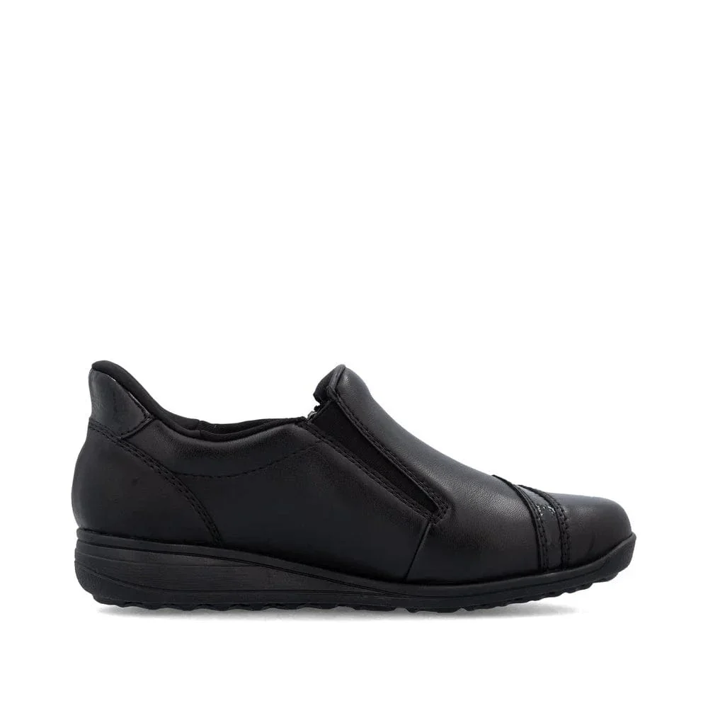 Rieker Women's 47264-00 Zip Loafer Booties- Black - Image 5