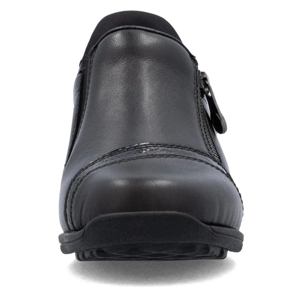 Rieker Women's 47264-00 Zip Loafer Booties- Black - Image 6