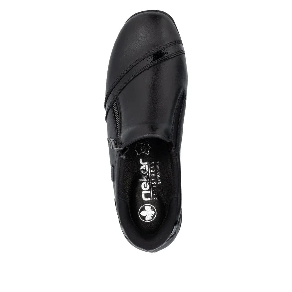 Rieker Women's 47264-00 Zip Loafer Booties- Black - Image 7