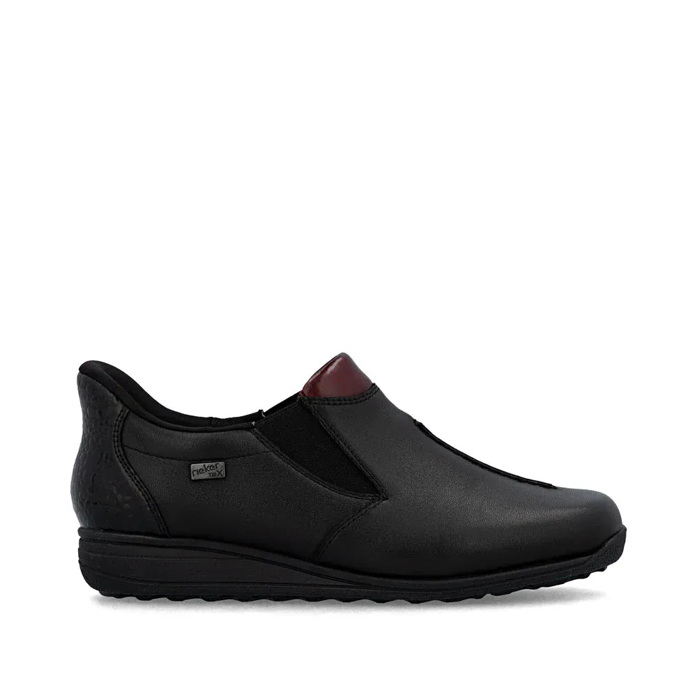 Rieker Women's 47253-00 Loafer Booties- Black/ Wine