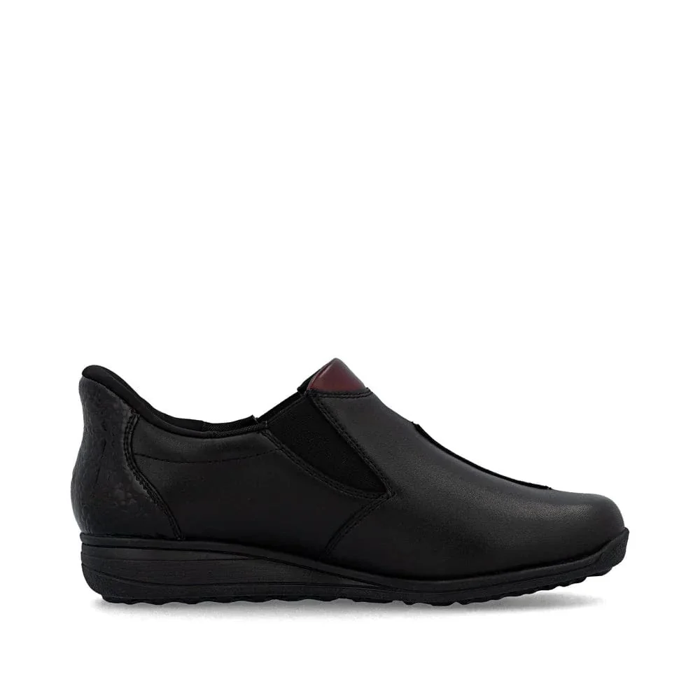 Rieker Women's 47253-00 Loafer Booties- Black/ Wine - Image 7