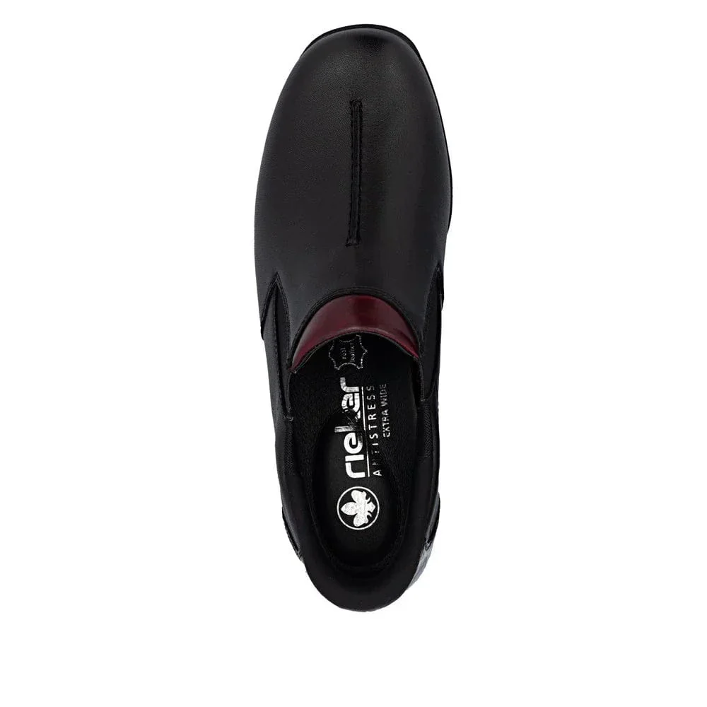 Rieker Women's 47253-00 Loafer Booties- Black/ Wine - Image 8