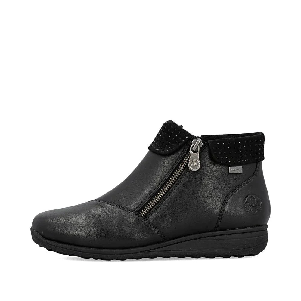 Rieker Women's 47252-00 Loafer Zip Dress Booties- Black - Image 2