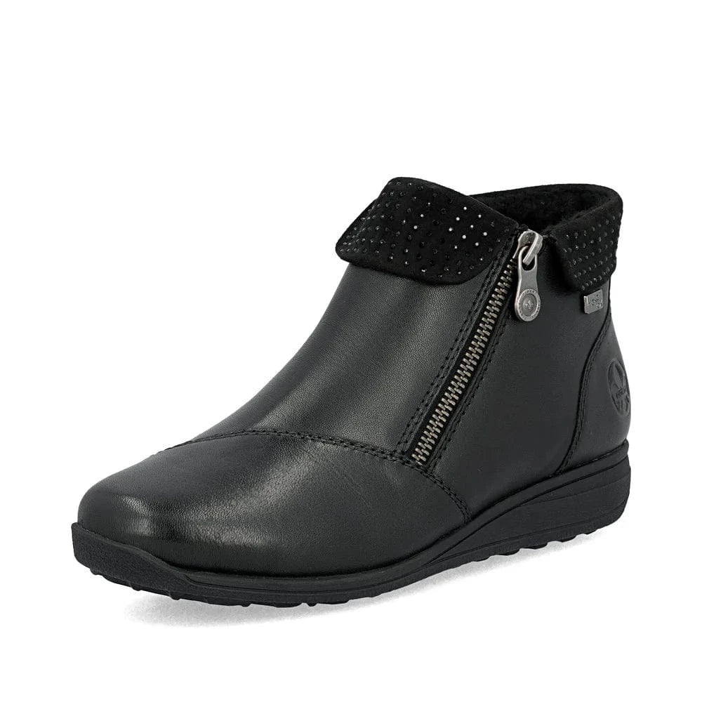 Rieker Women's 47252-00 Loafer Zip Dress Booties- Black - Image 3