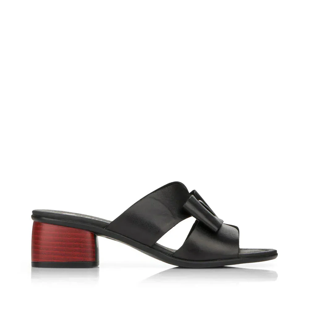 Remonte Women's R8759-01 Heeled Mule Sandals- Black
