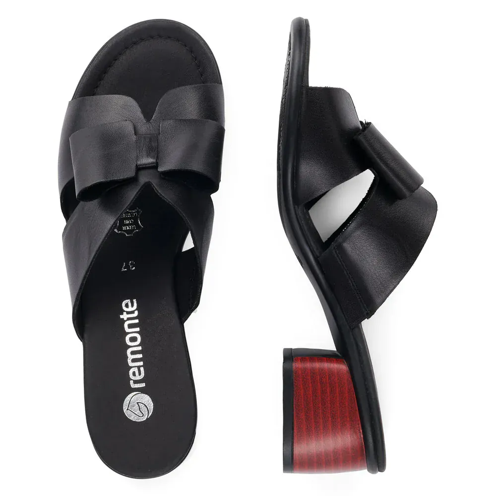 Remonte Women's R8759-01 Heeled Mule Sandals- Black - Image 7