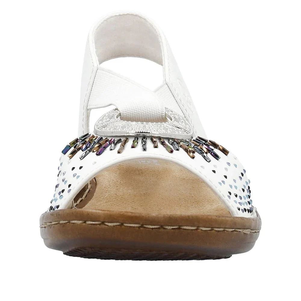 Rieker Women's 60880-80 Elastic Slingback Sandals- White - Image 3