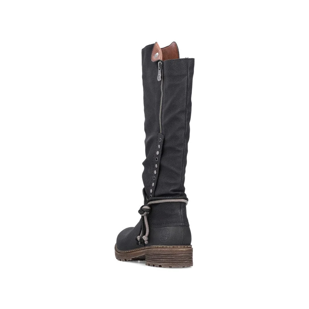 Rieker Women's Z4759-01 Tall Detail Boots- Black - Image 4