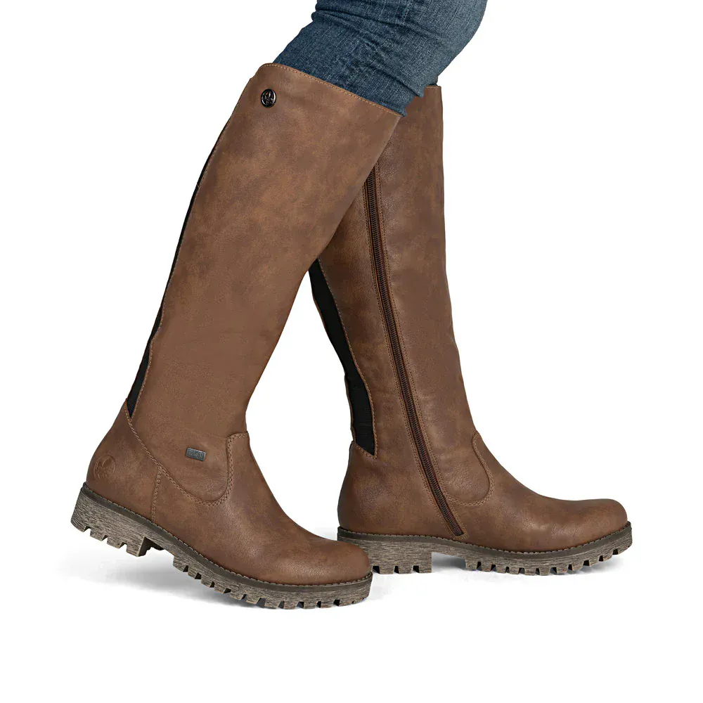 Rieker Women's 78554-24 Tall Zip Winter Boots- Brown - Image 9