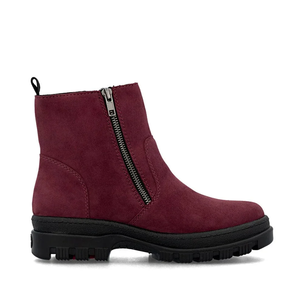 Rieker Women's X8251-35 Waterproof Double Zip Ice Grip Boots- Red