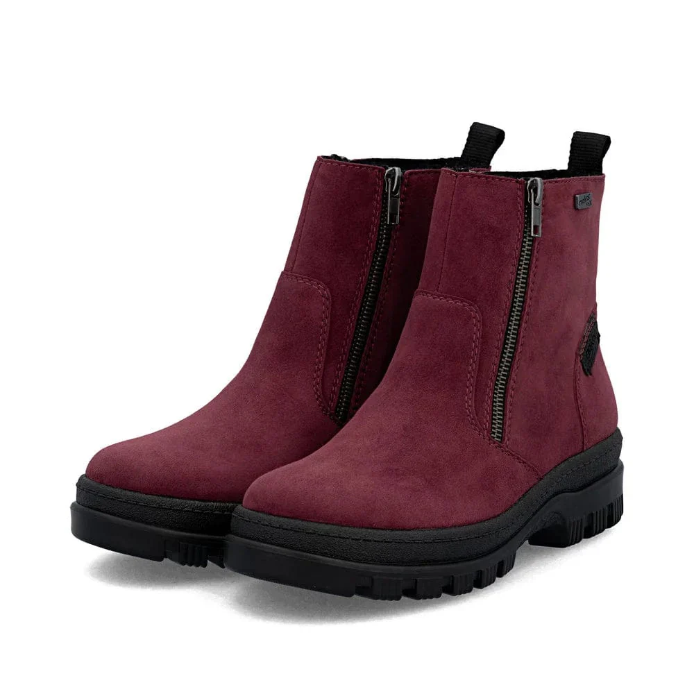 Rieker Women's X8251-35 Waterproof Double Zip Ice Grip Boots- Red - Image 4