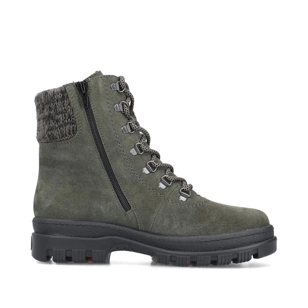 Rieker Women's X8233-54 Waterproof Lace & Zip Ice Grip Boots- Green - Image 2