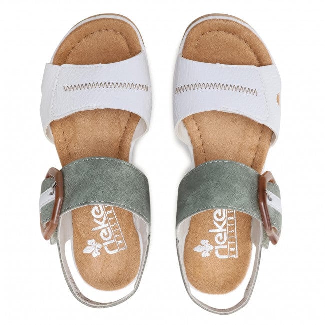 Rieker Women's 67476-81 Heeled Wedge Sandals- Green Combi - Image 5