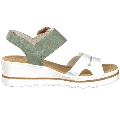 Rieker Women's 67476-81 Heeled Wedge Sandals- Green Combi - Image 7