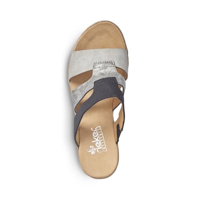 Rieker Women's 619P7-40 Wedge Slide Sandals- Grey Combi - Image 3