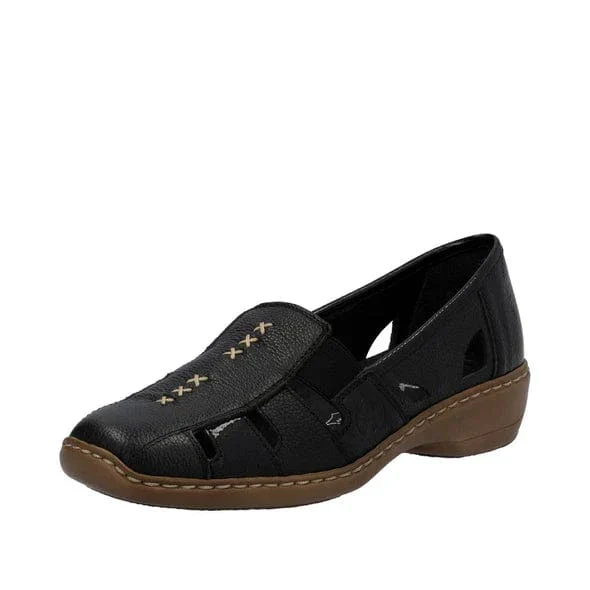 Rieker Women's 41385-02 Doric Woven Loafers- Black - Image 2