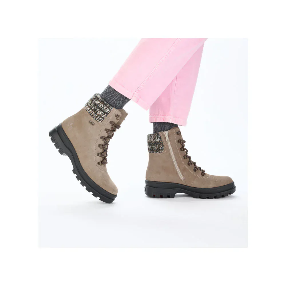 Rieker Women's X8233-64 Waterproof Lace & Zip Ice Grip Boots- Beige - Image 13