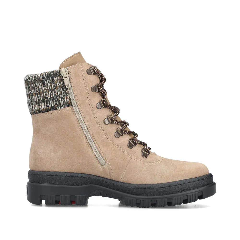 Rieker Women's X8233-64 Waterproof Lace & Zip Ice Grip Boots- Beige - Image 2