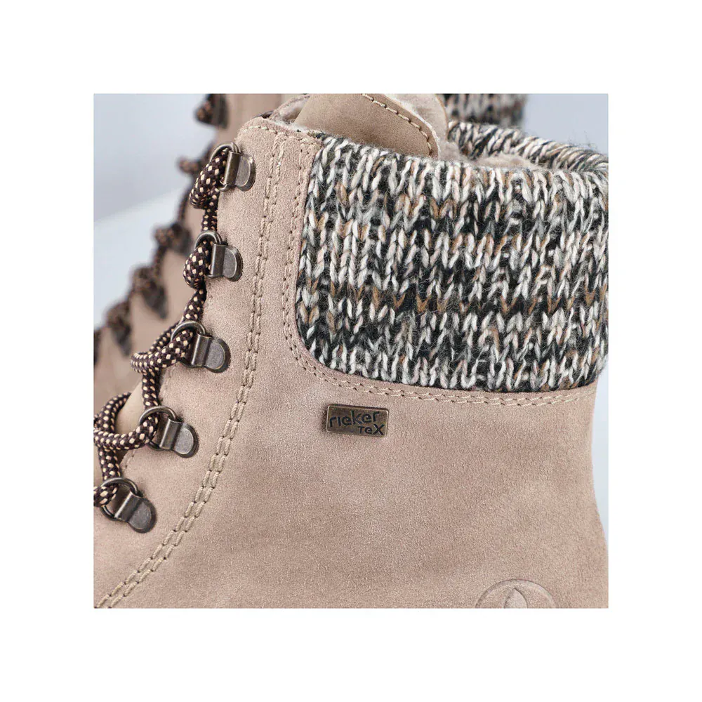 Rieker Women's X8233-64 Waterproof Lace & Zip Ice Grip Boots- Beige - Image 9