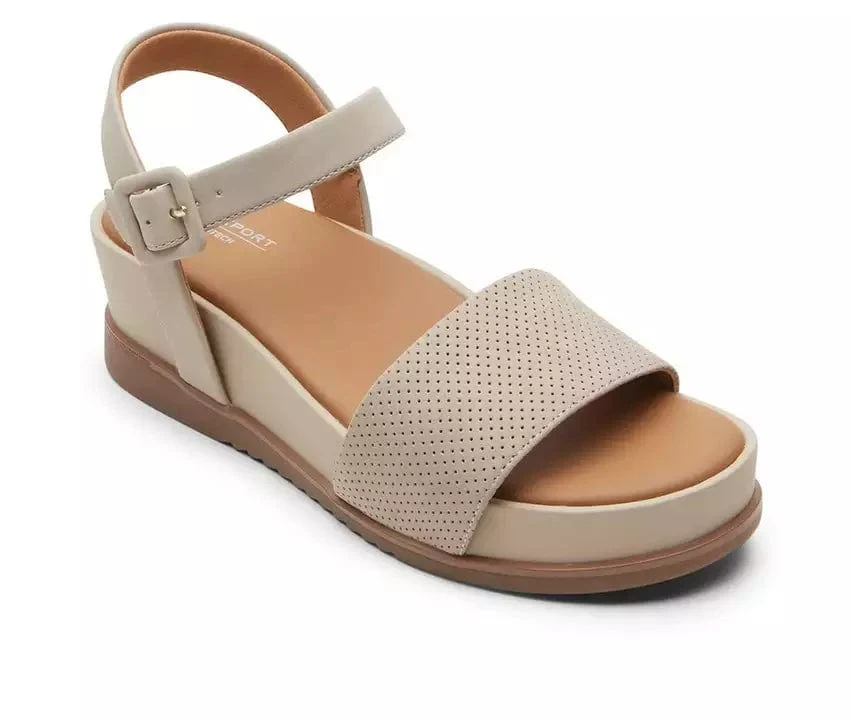Rockport Women's Delanie 2 Platform Wedge Sandals- Beige - Image 2