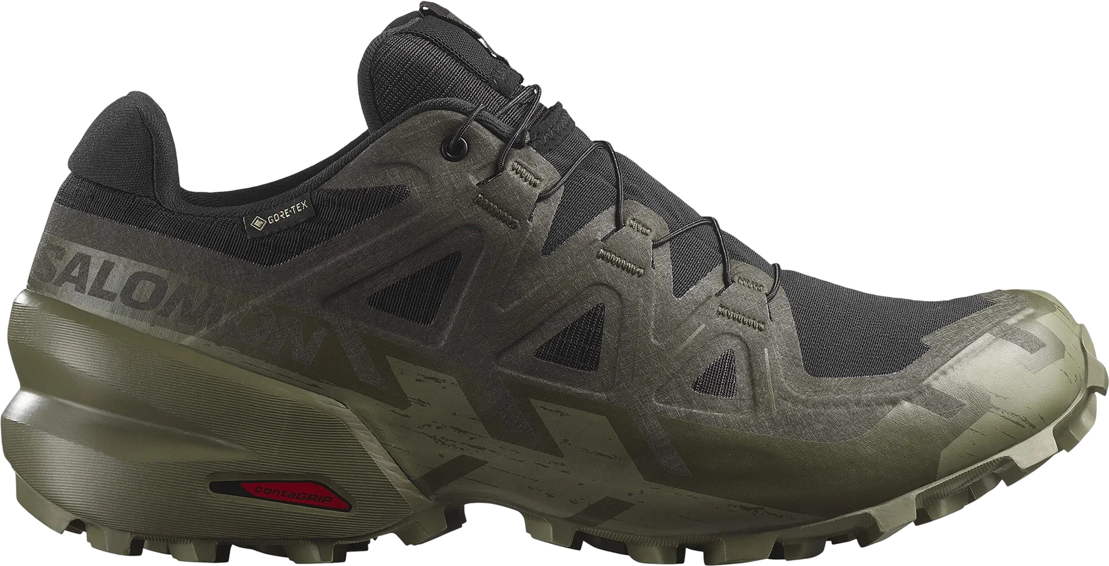 Salomon Men's Speedcross 6 Gore-Tex® Trail Runners- Black/ Lichen Green