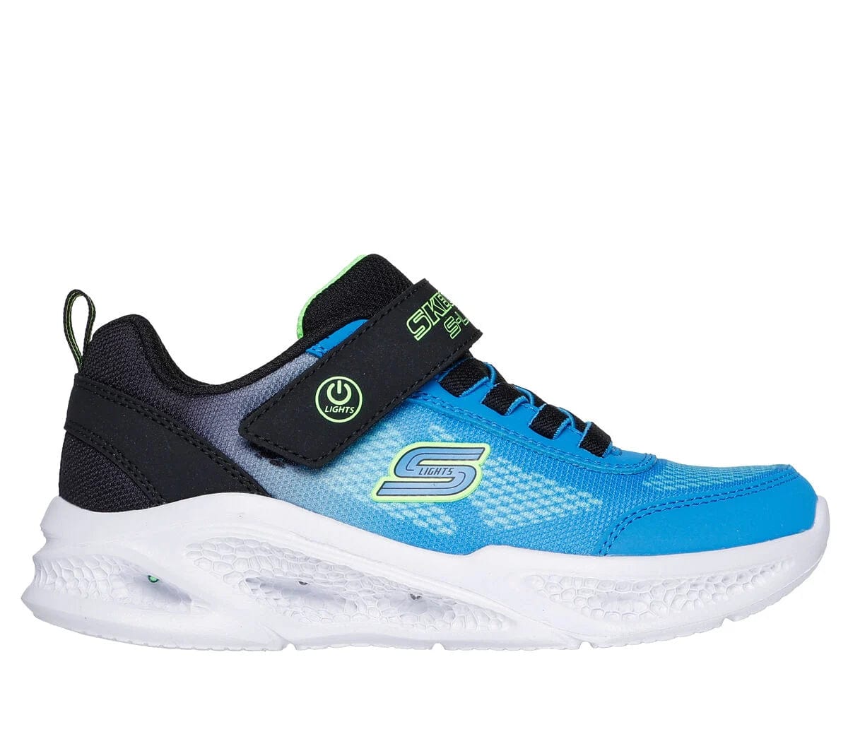 Skechers Kid's Meteor Lights Sneakers- Black/ Blue