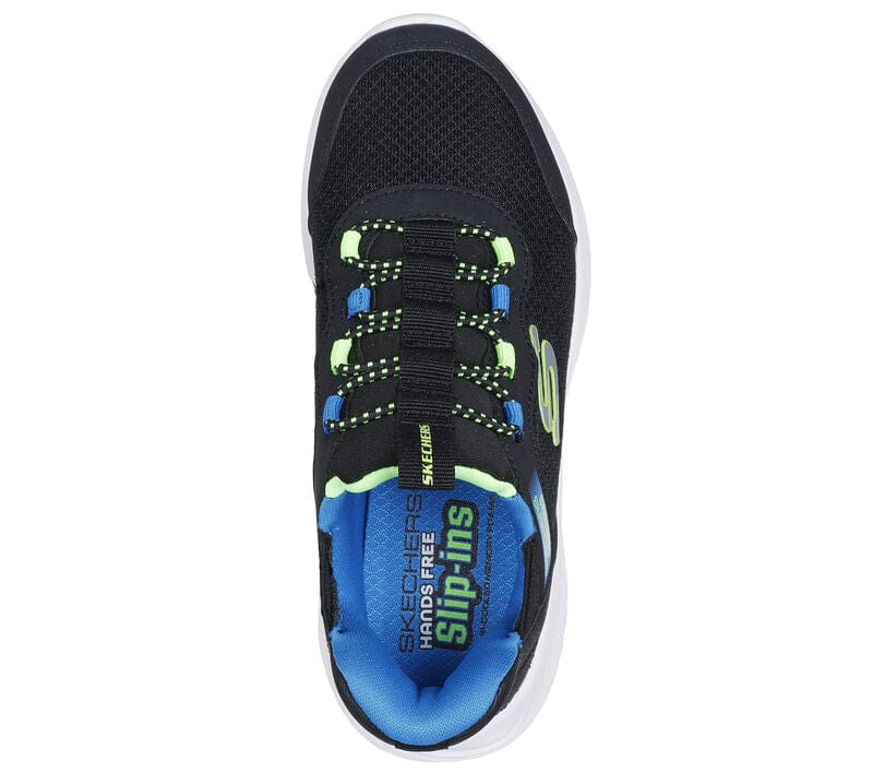 Skechers Kid's Bounder Slip-in Sneakers- Black/ Blue/ Lime - Image 2