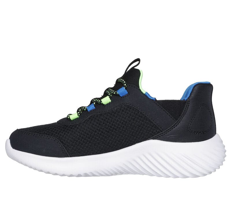 Skechers Kid's Bounder Slip-in Sneakers- Black/ Blue/ Lime - Image 4