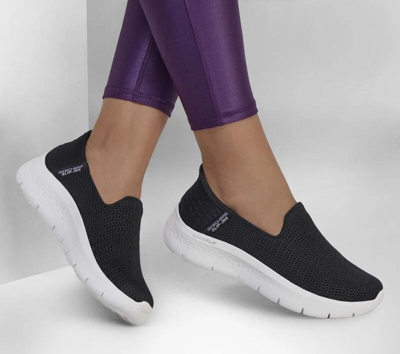 Skechers Women's Go Walk Flex Slip Ons- Black/ White - Image 3