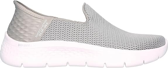 Skechers Women's Go Walk Flex Slip Ons- Taupe/ Blue