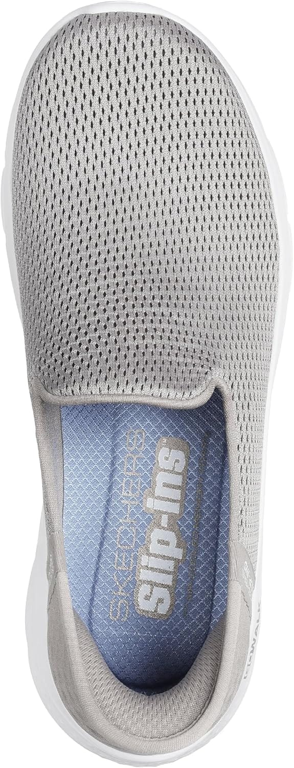 Skechers Women's Go Walk Flex Slip Ons- Taupe/ Blue - Image 5