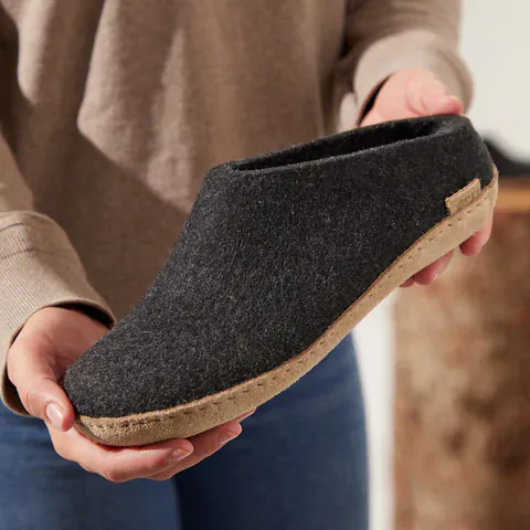 Glerups Open Heel Slippers- Charcoal - Image 6
