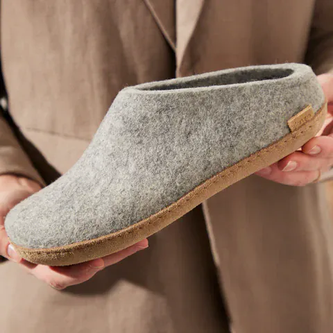 Glerups Open Heel Slippers- Grey - Image 5