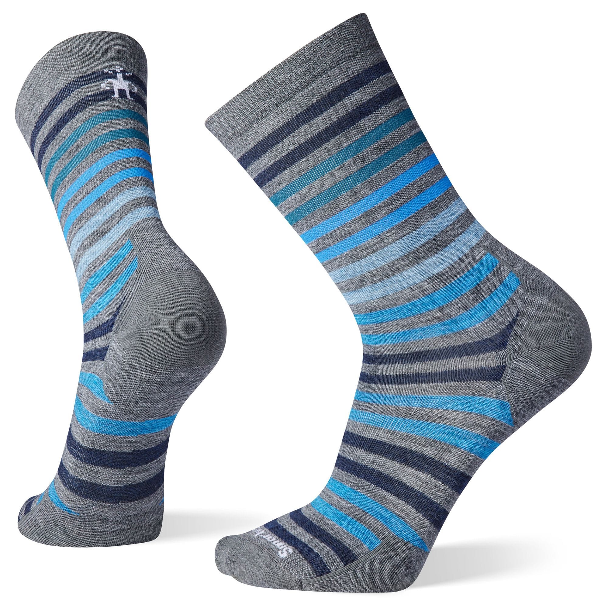 Smartwool Unisex Everyday Spruce Street Crew Socks- Medium Grey/ Blue