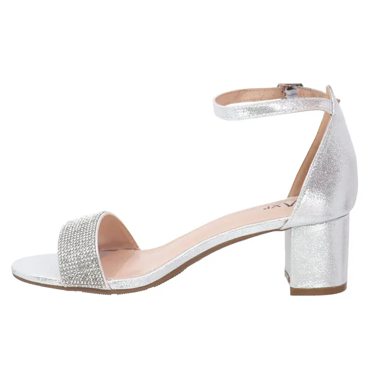 Taxi Women's Macy 02 Block Heels- Silver Shiny - Image 3