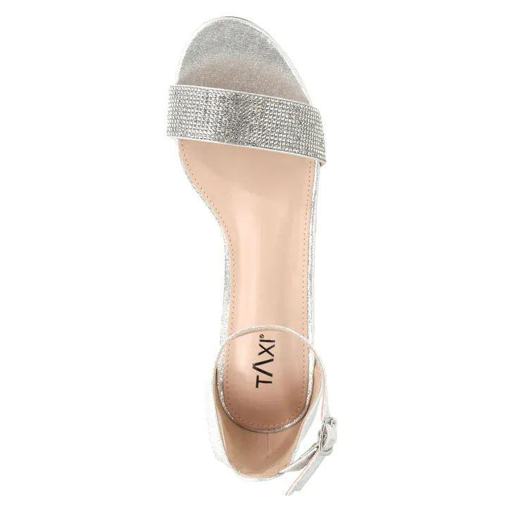 Taxi Women's Macy 02 Block Heels- Silver Shiny - Image 4
