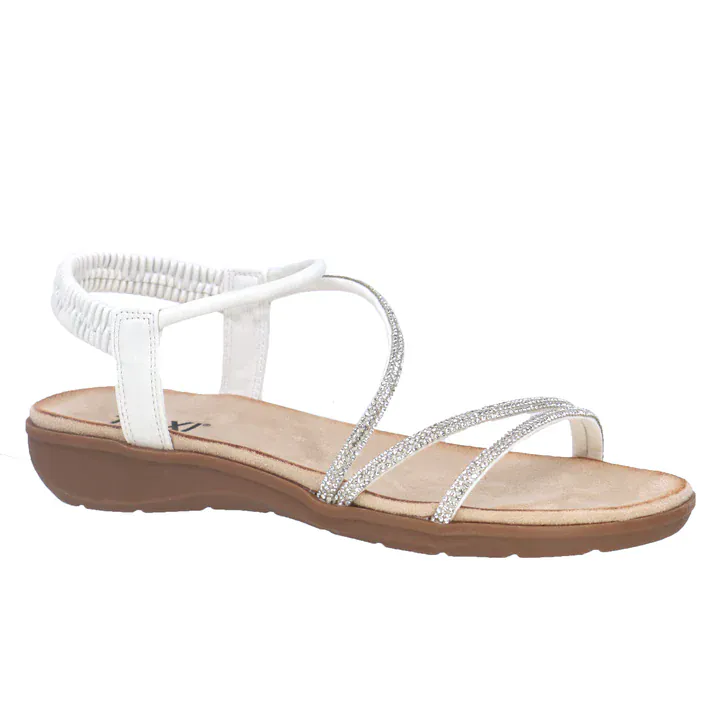 Taxi Women's Paige-01 Strappy Sandals- White