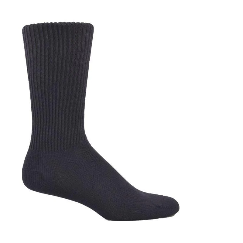 Thorlos by Simcan Unisex Comfort Diabetic Mid-Calf Socks- Black