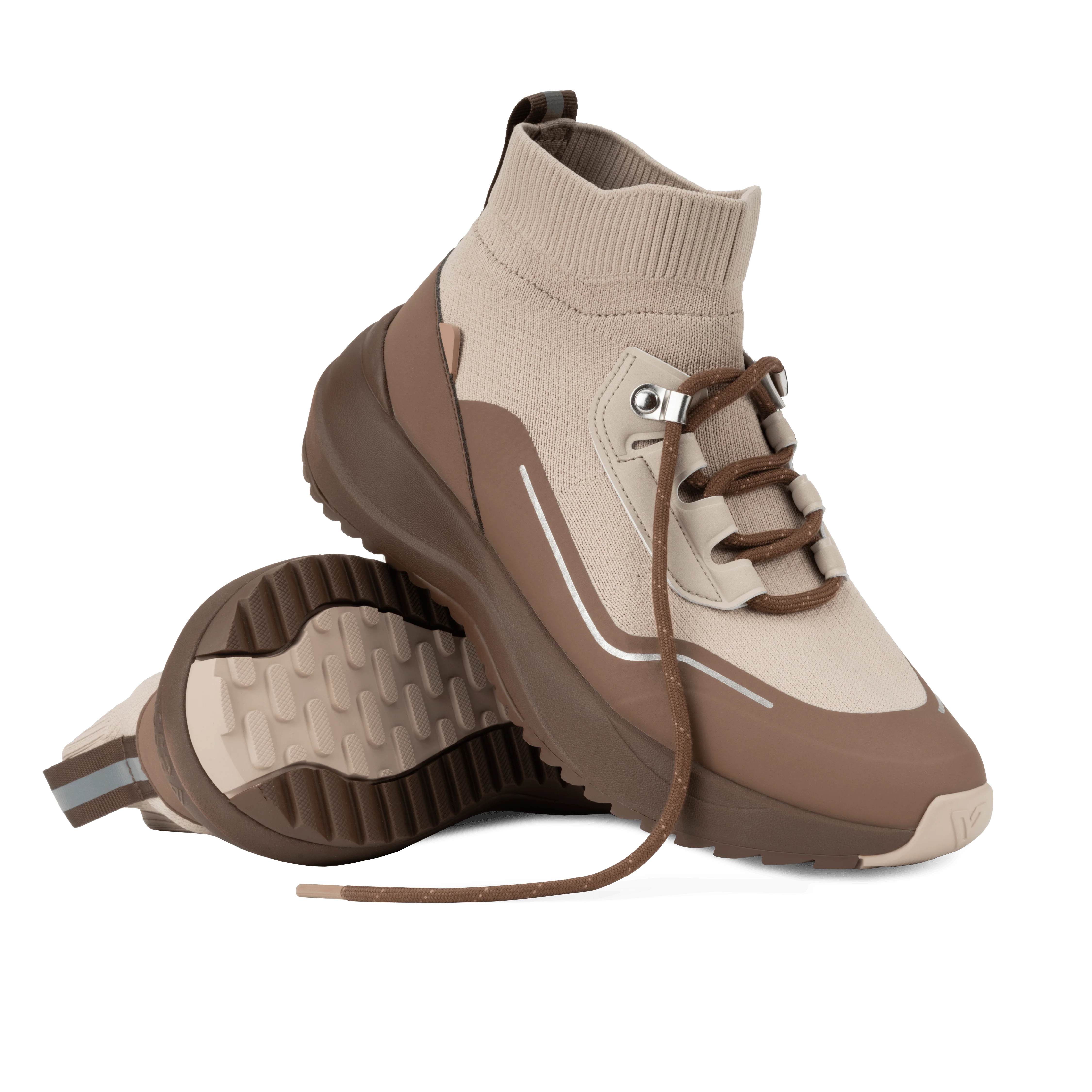 Vessi Men's Stormburst High Top Sneakers- Sandwash/ Dark Teak - Image 3